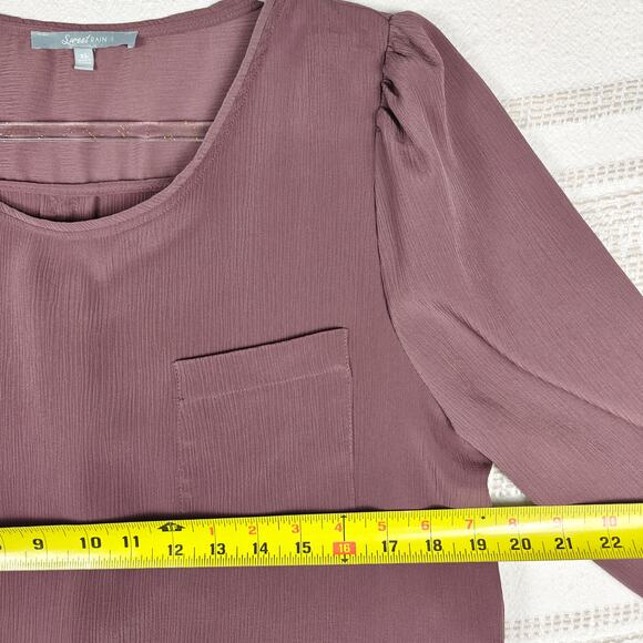 Sweet Rain Plum Long Sleeve Lightweight Blouse Size XL NWT - Picture 3 of 8